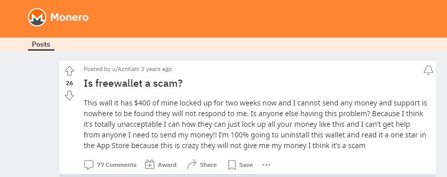 freewallet transfer fee scam